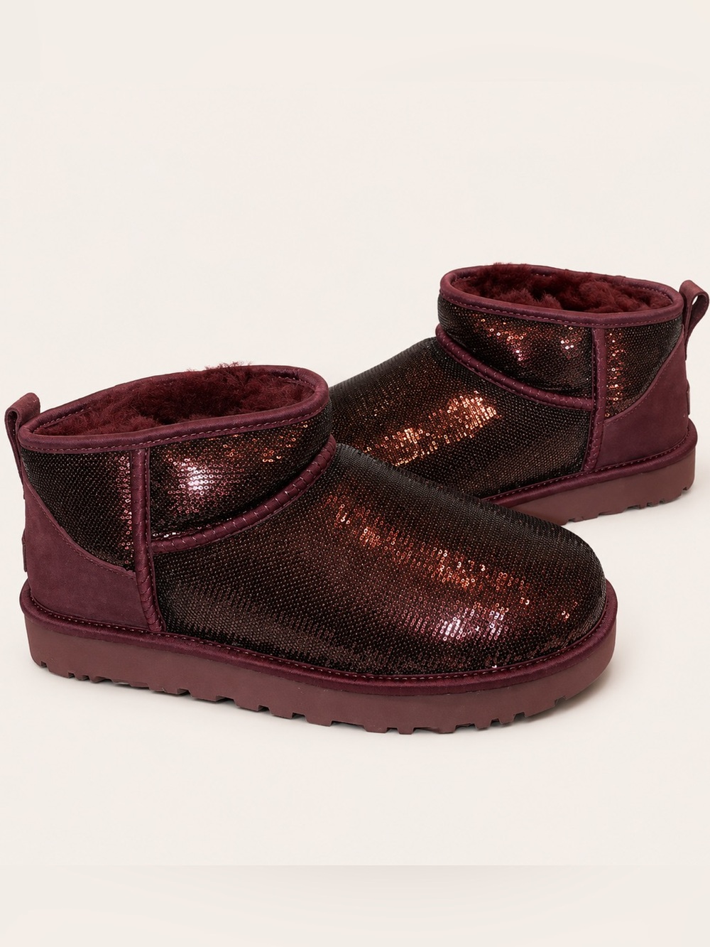 UGG Classic Ultra Mini Mirror Ball Sequins Boots Wild Grape
